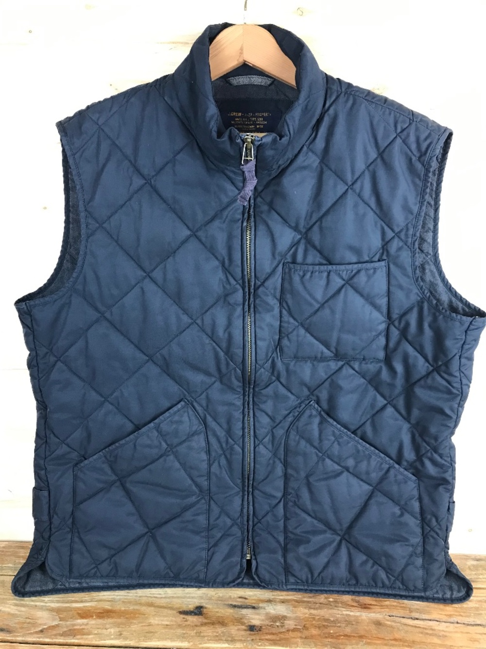 J Crew Quilted Vest Men SZ XL Dk Blue Blk Thermore A/22 Type G38 Military Grade